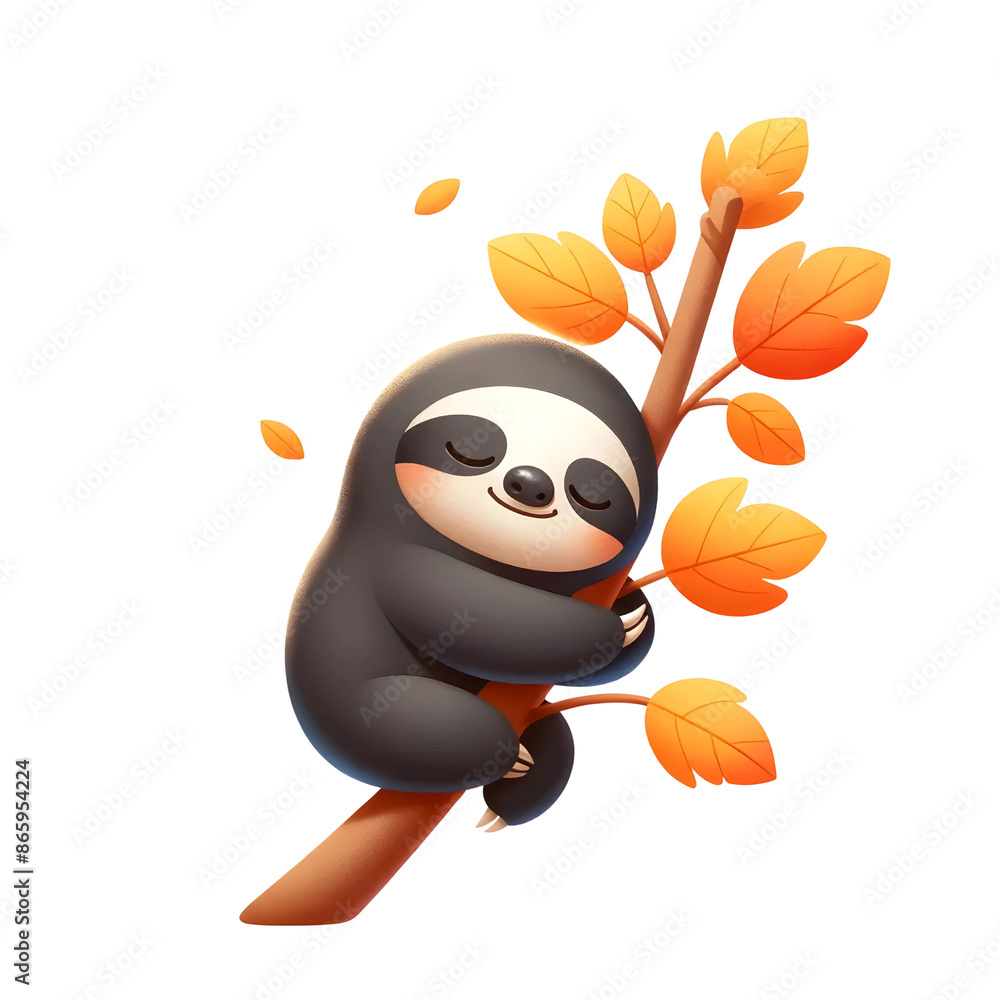 Obraz premium 3d cute sloth sleeping on the branch