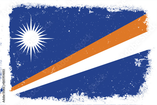 Vintage flat design grunge marshall island flag background