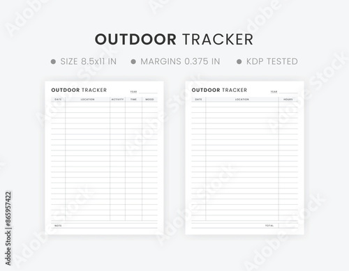 Outdoor Hours Tracker Template Printable, Track Your Time Outdoors, Outside Activity Logbook