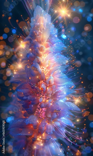 Wallpaper Mural A close up of a christmas tree with lights and sparkles. AI. Torontodigital.ca