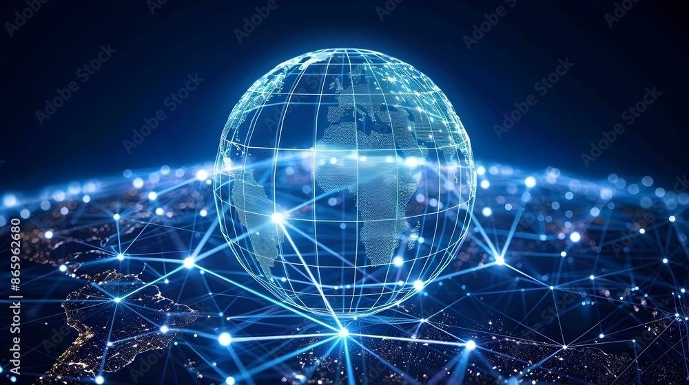 Futuristic Global Network Connection with Glowing Spherical Digital World Map and Aesthetic Futuristic Global Network Connection with Glowing Spherical Digital World Map and Aesthetic