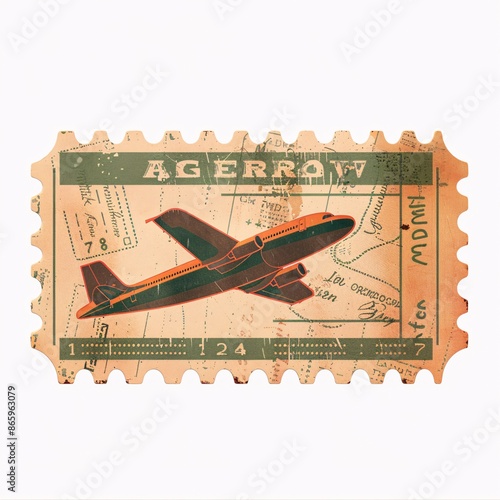 Vintage Airplane Postage Stamp. #865963079