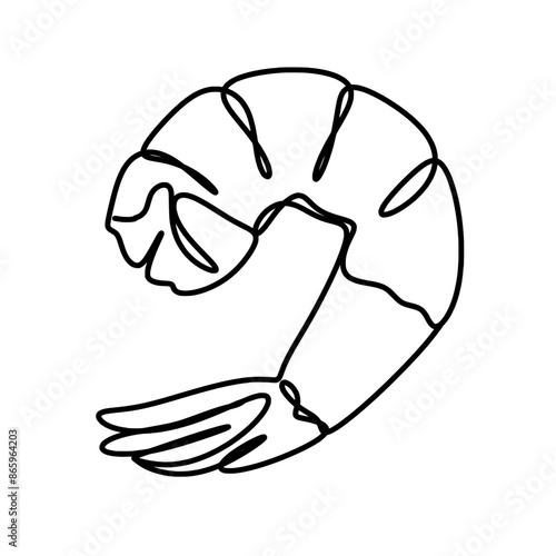 Peeled shrimp one line art