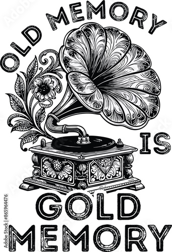 "Vintage Gramophone Vector Design: Classic Retro Music Icon"