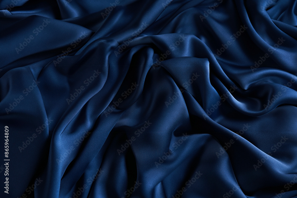 Blue sapphire color silk fabric background, top view. Blue sapphire color silk fabric background, top view.