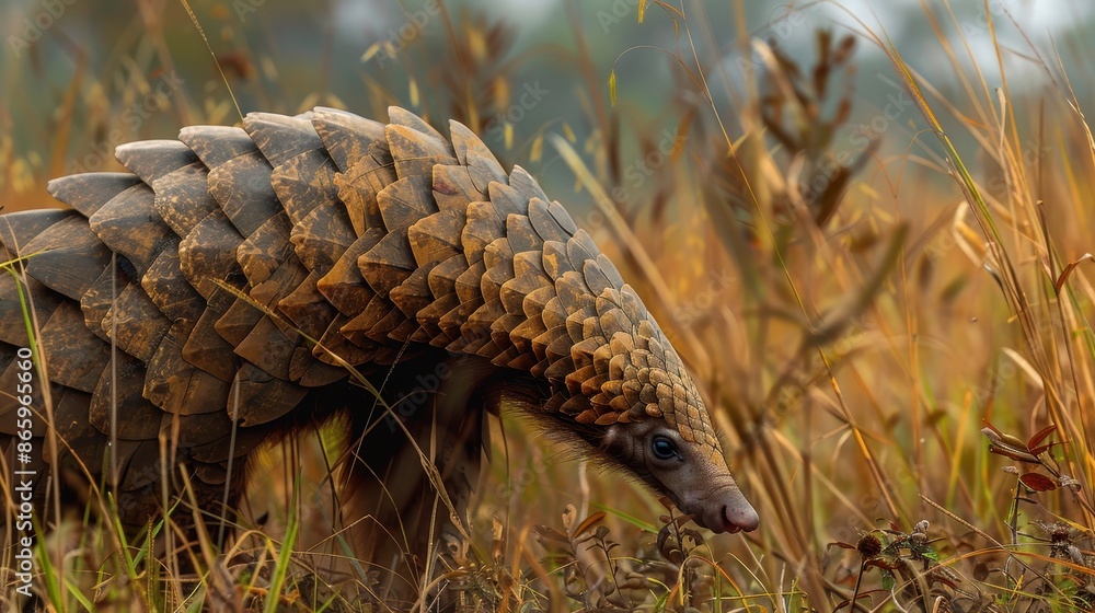 Obraz premium A close-up view of a pangolin in its natural habitat