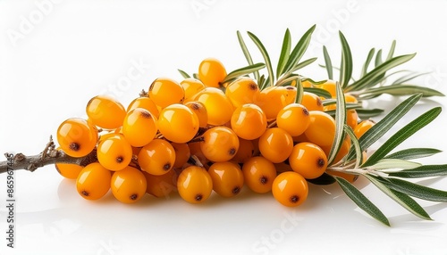 bunch of sea buckthorn on a isolated white background