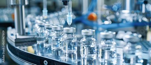 Vaccine production line with sterile filtration systems, biopharma manufacturing, quality control