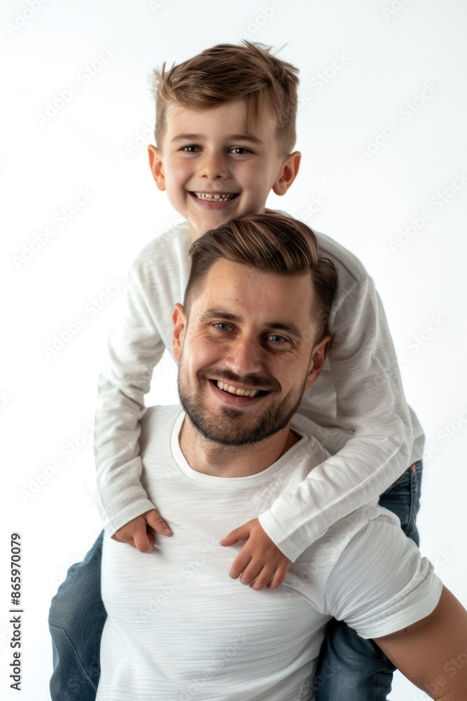 Man with child on shoulders Man with child on shoulders