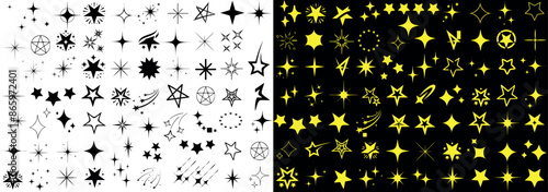 sparkling star vector set, celestial symbols and night sky icons. star sparkle icon for designs, backgrounds, and projects