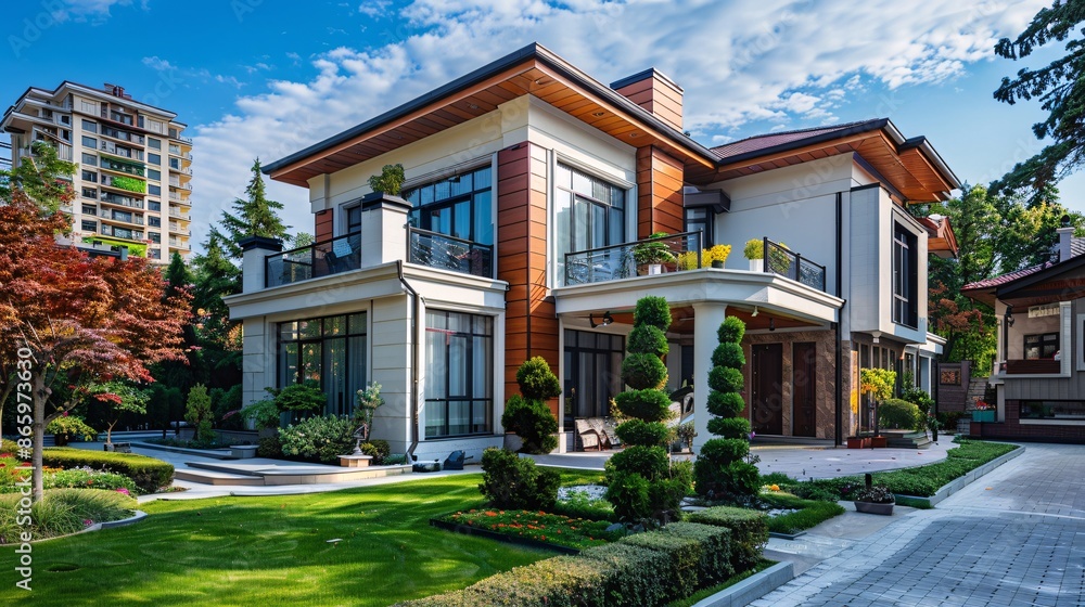 Elegant city dwelling with contemporary façade. Elegant city dwelling with contemporary façade.