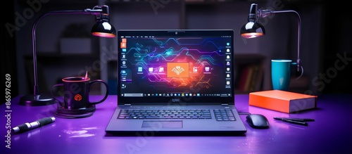 Ultimate Cyber Security: 3D Illustration with High-Tech Padlock and Laptop