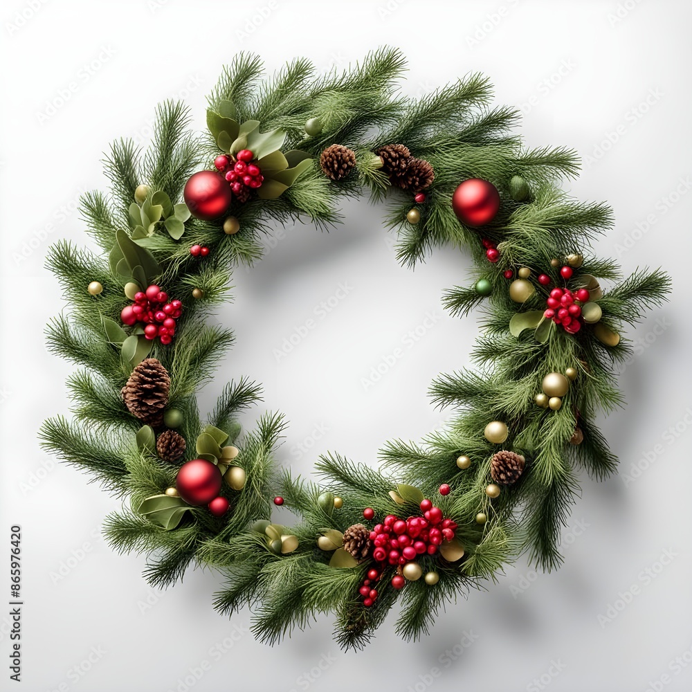 Christmas wreath on a white background Christmas wreath on a white background