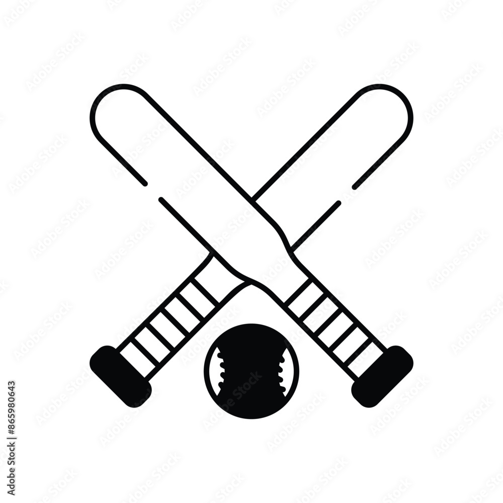 Baseball Bat And Ball Crossed vector icon Baseball Bat And Ball Crossed vector icon