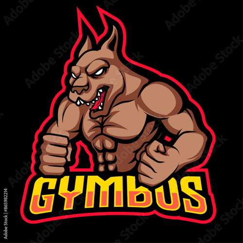 Kangaroo mascot sport logo design. Kangaroo fighter mascot vector illustration logo