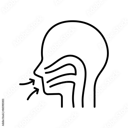 Breath line icon isolated on white background.