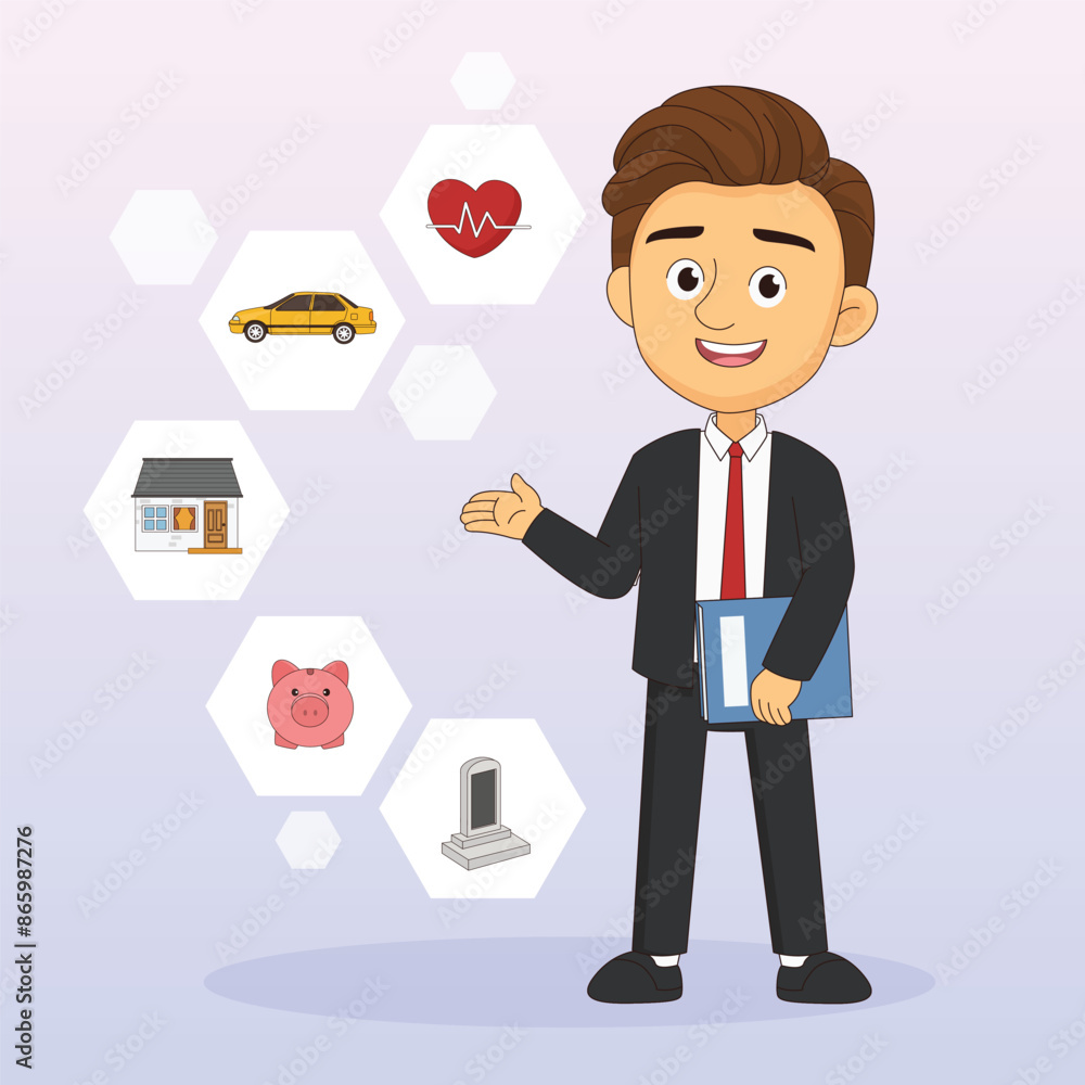 Young man with insurance document in his hands Young man with insurance document in his hands