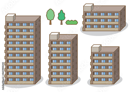 マンションの立体ベクターイラスト.