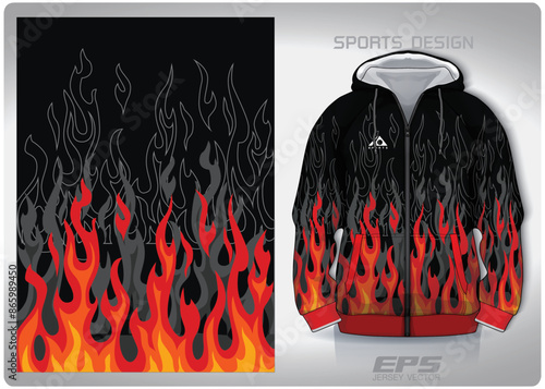 Vector sports hoodie background image.black red fire pattern design, illustration, textile background for sports long sleeve hoodie,jersey hoodie