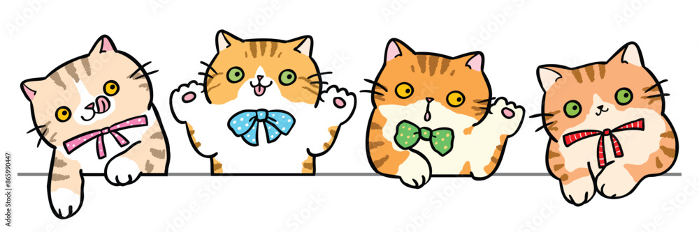 Vector Illustration of Cute Cartoon Cat Head Characters on Isolated Background Vector Illustration of Cute Cartoon Cat Head Characters on Isolated Background