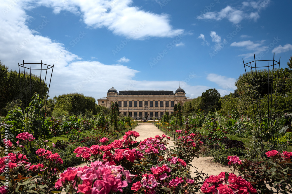 Blooming Pathway at Jardin des Plantes leading to the Natural History Museum - Paris, France Blooming Pathway at Jardin des Plantes leading to the Natural History Museum - Paris, France