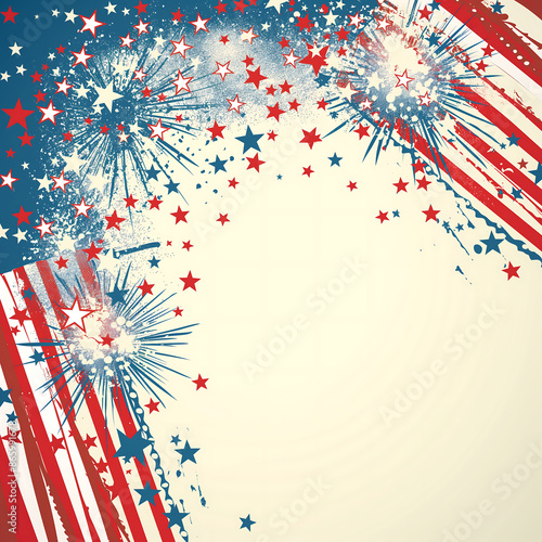 4th of July Flyer Design with Stars and Stripes in Patriotic Colors