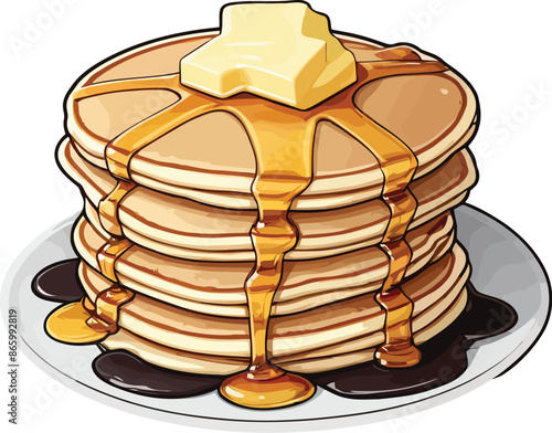 Wallpaper Mural Delicious Pancakes butter and Syrup with Fruits Clipart Vector Illustrations  Torontodigital.ca