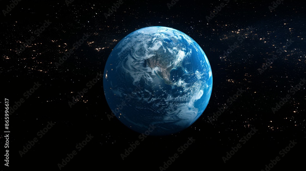 A photorealistic view of Earth from space A photorealistic view of Earth from space