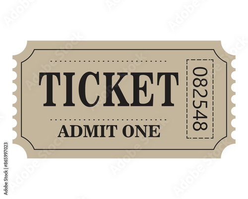 Retro ticket design template. Admit one. Tickets for cinema, movie, circus, carnival, film, festival, etc. Vector illustration.