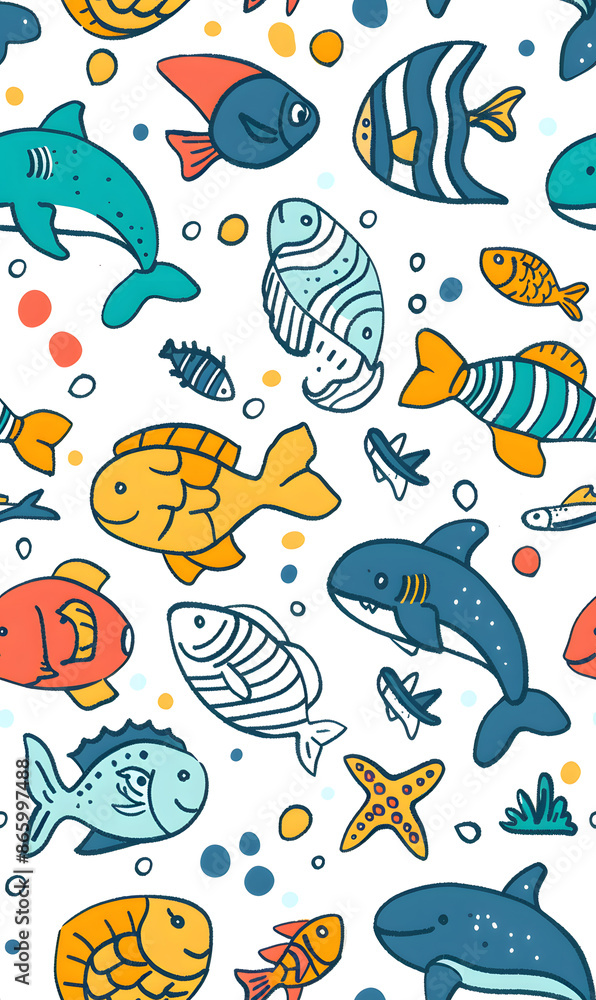 Naklejka premium wallpaper, tiles or carpet cartoon illustrator, seamless pattern.