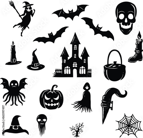 halloween icons set