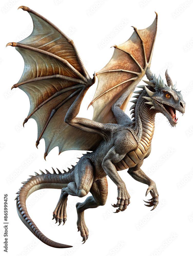 Fototapeta premium a dragon in flight, with detailed scales and wings, set against a dramatic sky. Generative AI. 