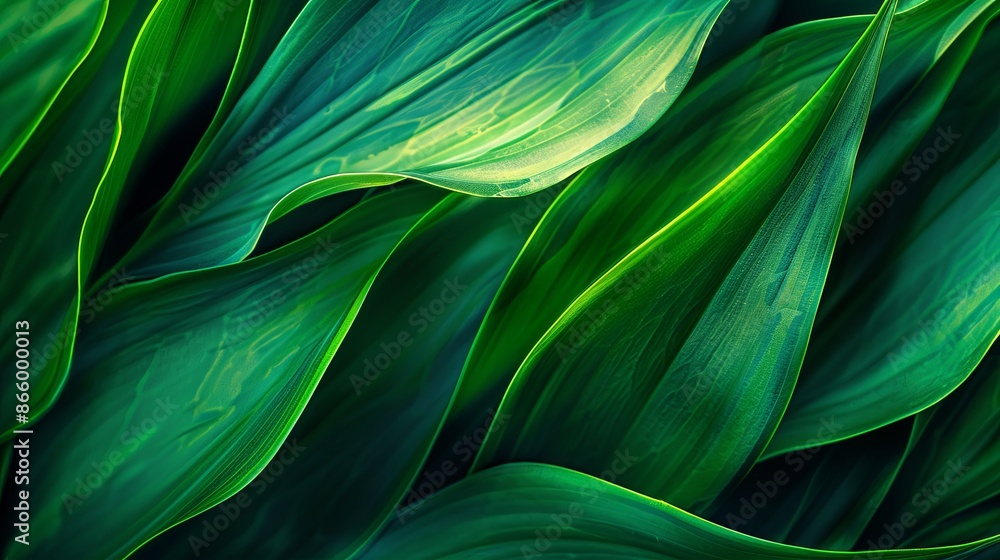 Green tropical plant close-up Green tropical plant close-up