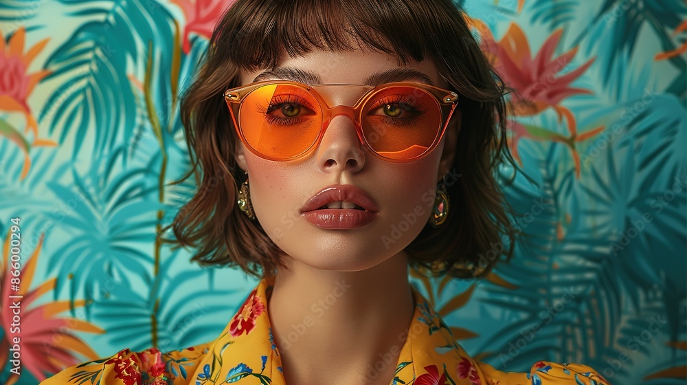 Sunny Style: Oversized Sunglasses and Abstract Palm Trees Sunny Style: Oversized Sunglasses and Abstract Palm Trees