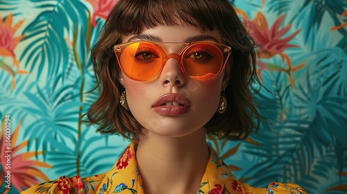 Sunny Style: Oversized Sunglasses and Abstract Palm Trees