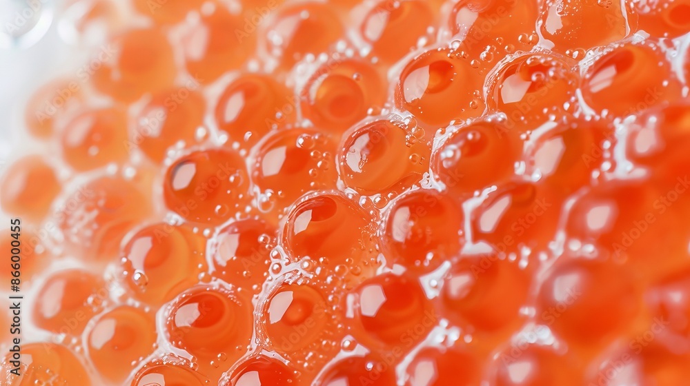 Detailed shot of fresh red caviar, unique texture, gourmet delicacy, elegant and sophisticated appearance Detailed shot of fresh red caviar, unique texture, gourmet delicacy, elegant and sophisticated appearance