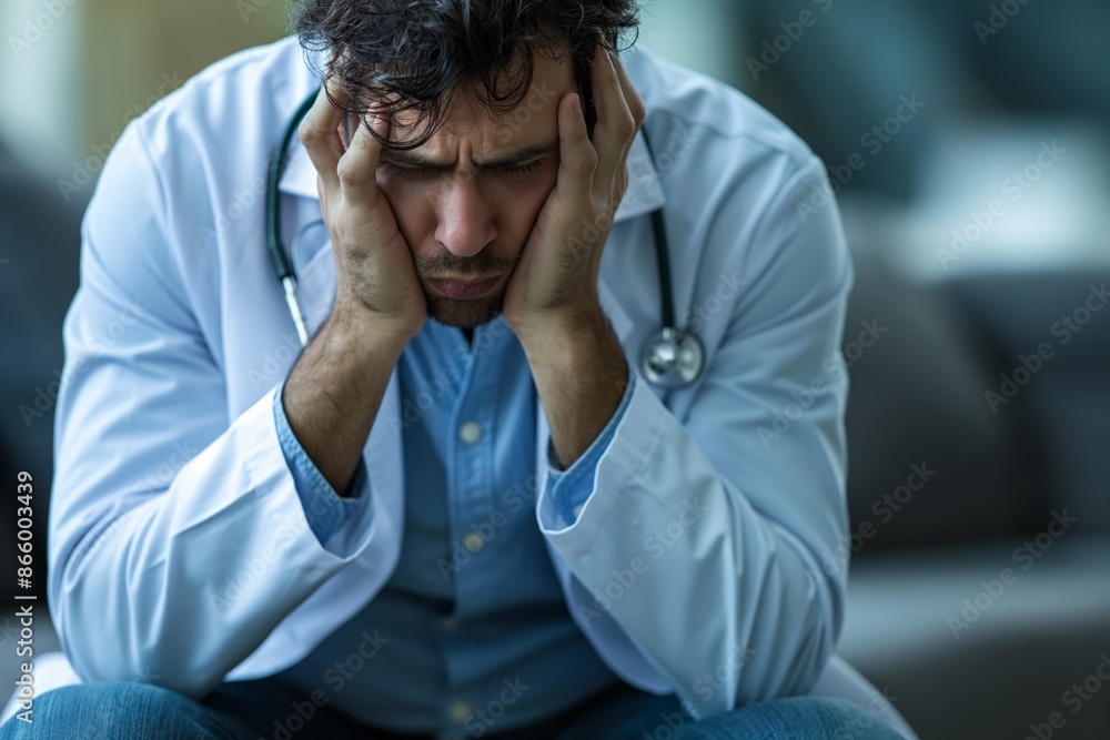 Person concerned about health, anxious and worried Person concerned about health, anxious and worried