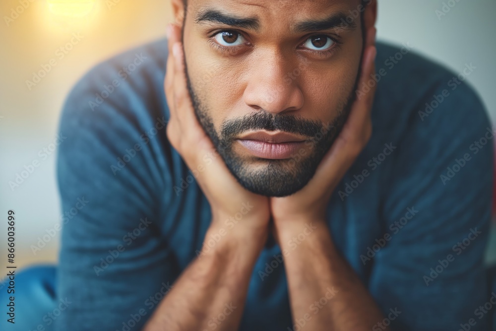 Person concerned about health, anxious and worried Person concerned about health, anxious and worried