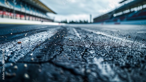 Close-up of Asphalt Track Surface at Racetrack photo