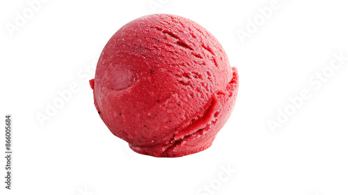 Vibrant pink scoop of strawberry ice cream isolated on a white background, transparent background.