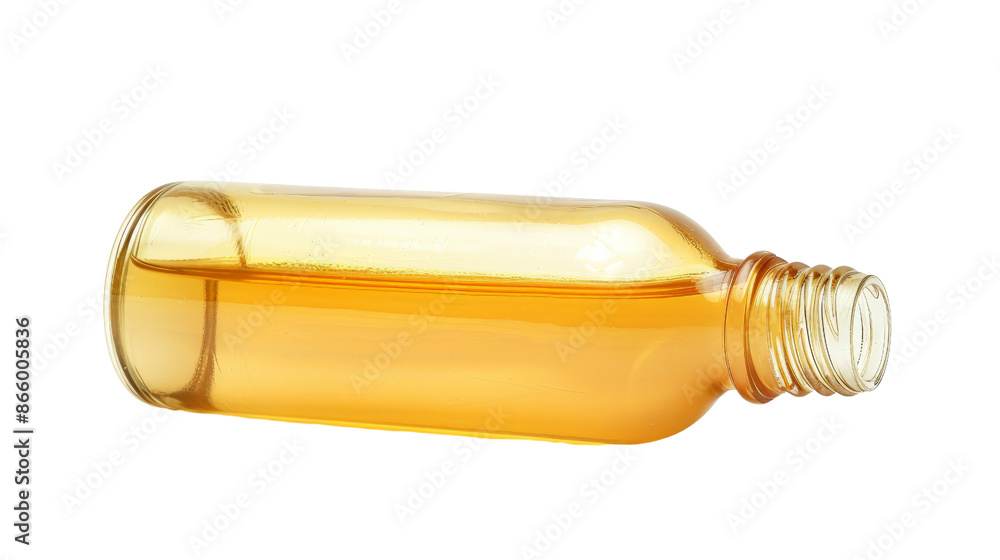 Amber-colored bottle lying down, isolated on a white background, transparent background. Ideal for packaging, apothecary, or essential oil stock images. Amber-colored bottle lying down, isolated on a white background, transparent background. Ideal for packaging, apothecary, or essential oil stock images.