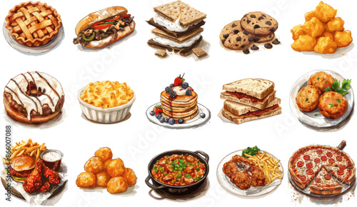 CUISINE SET IN COLOR STYLE, AMERICAN CUISINE SET IN COLOR STYLE