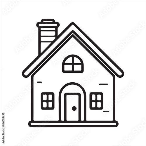 house single Line Icon Vector Design outline
