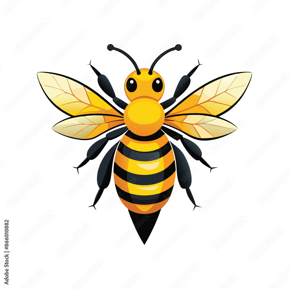 Bright Yellow Bee Illustration Bright Yellow Bee Illustration