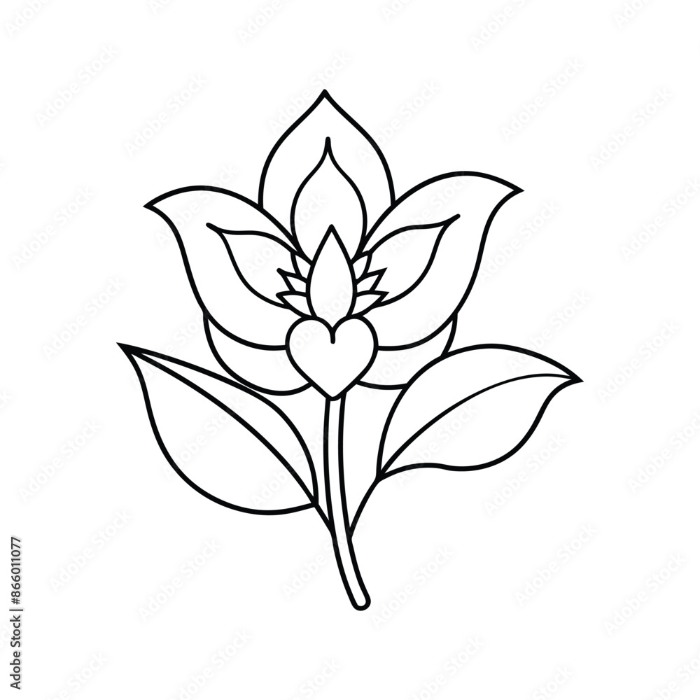 Obraz premium Lotus Flower Line Art Illustration
