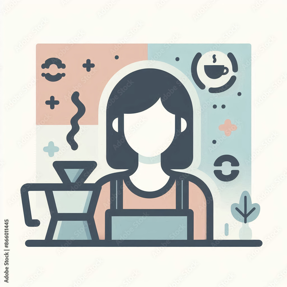 Man making coffee flat color icon
Man making coffee flat color icon