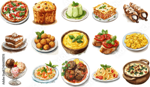 CUISINE SET IN COLOR STYLE, ITALIAN CUISINE SET IN COLOR STYLE