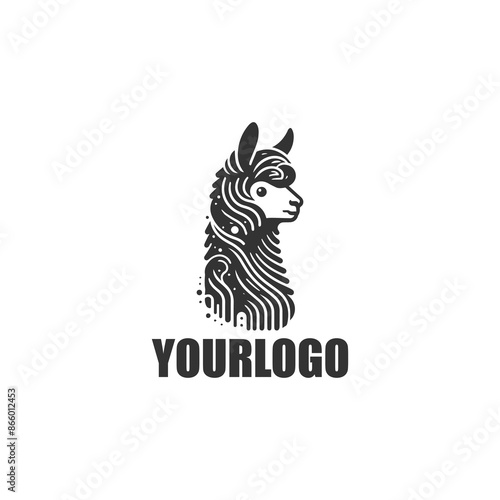 llama alpaca lineart logo designs vector