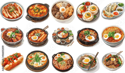 CUISINE SET IN COLOR STYLE, KOREA CUISINE SET IN COLOR STYLE