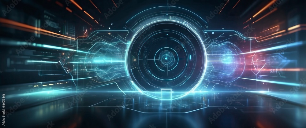A futuristic digital interface featuring a holographic HUD display with a sci-fi atmosphere, perfect for tech innovation, virtual reality, and cyber themes. A futuristic digital interface featuring a holographic HUD display with a sci-fi atmosphere, perfect for tech innovation, virtual reality, and cyber themes.